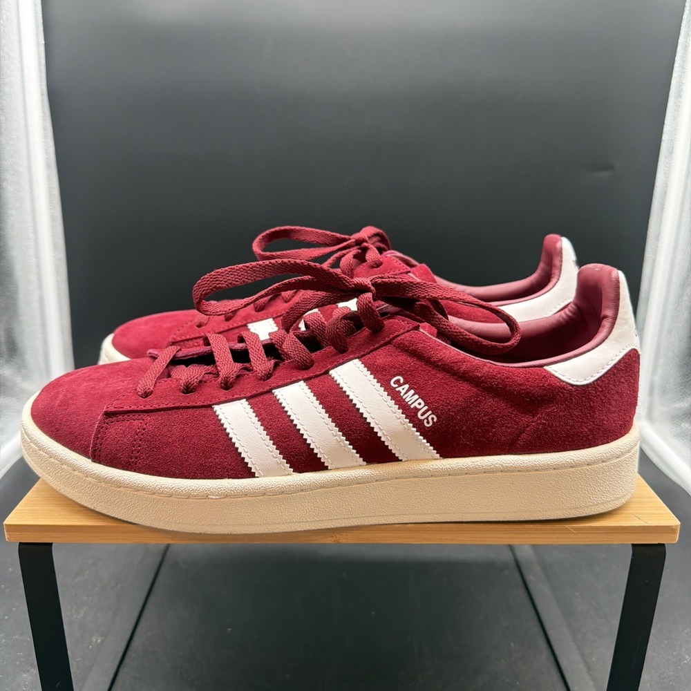 Adidas Original Campus Men's Sz 9.5 Collegiate Burgundy Suede Athletic Sneakers